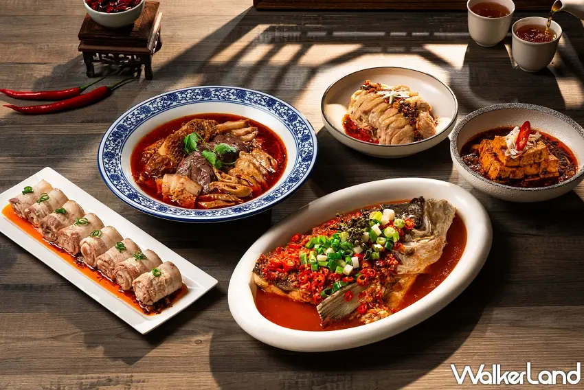 ▲家宴中餐廳「四川美食節」端出麻婆豆腐、藤椒魚頭等多道麻辣鮮香經典川菜。圖/板橋凱撒大飯店提供;窩客島整理