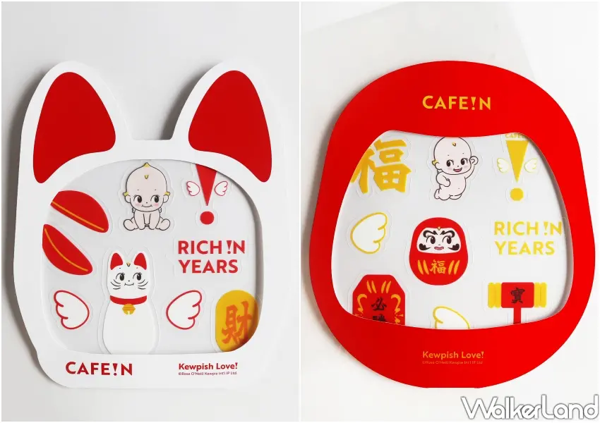 ▲「KEWPIE丘比」聯名造型貼紙組。招財貓與達摩鳳梨造型「丘比」，隨心貼出日常生活小孩子的氣。