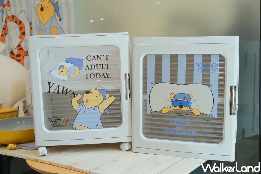 ▲摺疊收納櫃與寢具系列結合小熊維尼設計，7-ELEVEN讓居家空間兼具收納與風格呈現。（攝影：張人尹）