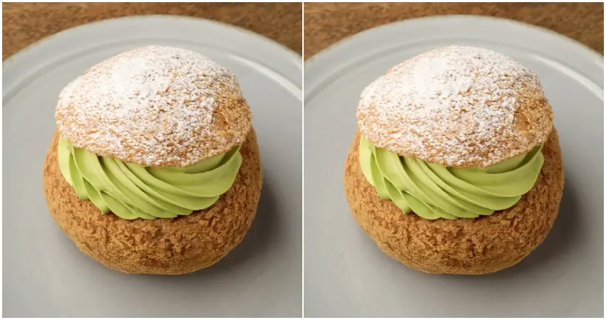 ▲鮮奶油與卡士達奶油都使用西尾抹茶，香氣豐富。