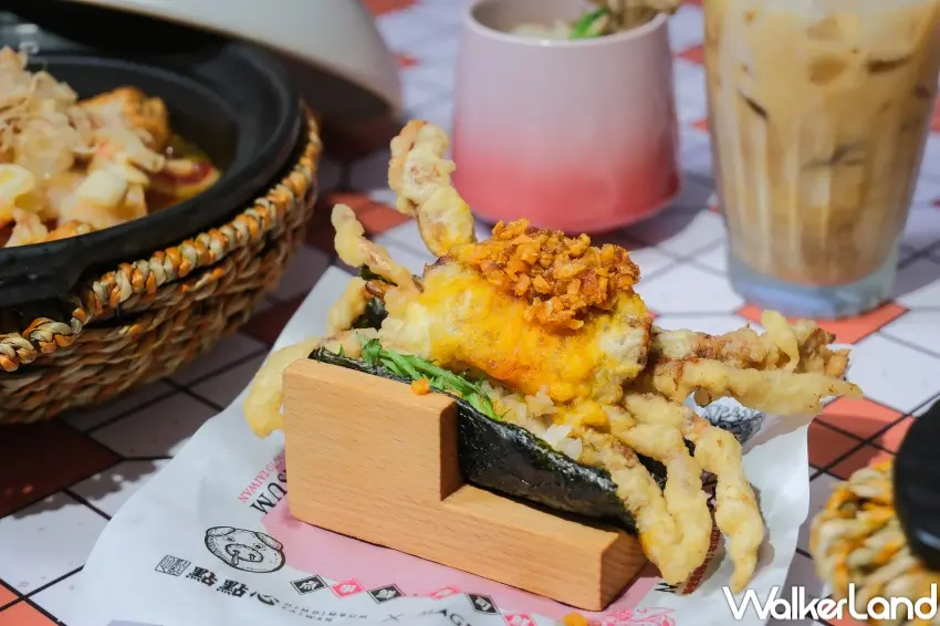 ▲点爭鮮MAGiC TOUCH推出避風塘香蟹握手卷與XO雞扒撈丁，延伸港式經典風味。（攝影：張人尹）