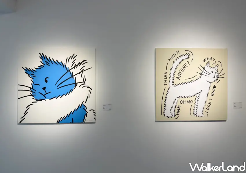 ▲藍色貓貓Sachiket是由韓國藝術家Haydonna創作的全新角色，身在不同地方，都能隨時飽有自幾的步調。(攝影：鄭亦庭)