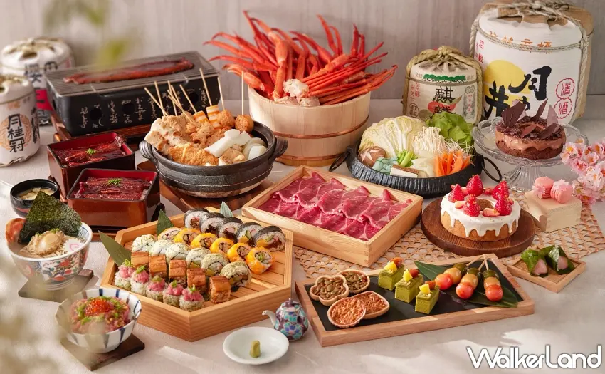 ▲台北喜來登大飯店十二廚自助餐廳即日起推出「春日和食饗宴」，匯集多道大和經典名物。圖／台北喜來登大飯店提供；窩客島編輯整理