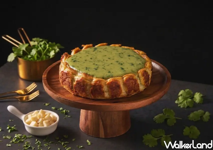 ▲起士公爵香菜花生熟成巴斯克，以嘉義在地余順豐花生醬搭配新鮮香菜奶霜，冷凍吃法更顯台式經典。