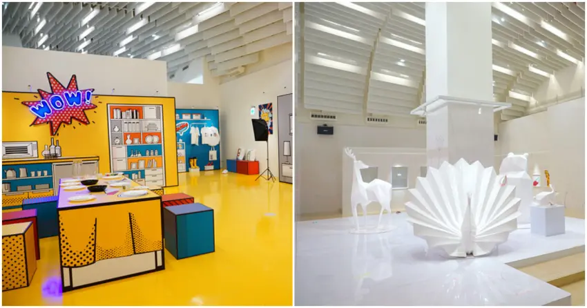 ▲「雄獅文具製造所」的純白空間讓孩子自由塗鴉，繽紛佈景更是吸睛打卡點。