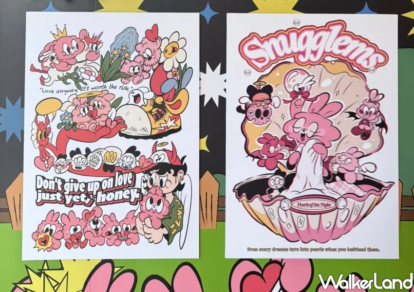 ▲緩緩WHON STUDIO特展亮點，超萌插畫海報展現個人潮態度，Ｑ卡友打卡還能免費兌換限量IP圖鑑貼紙。