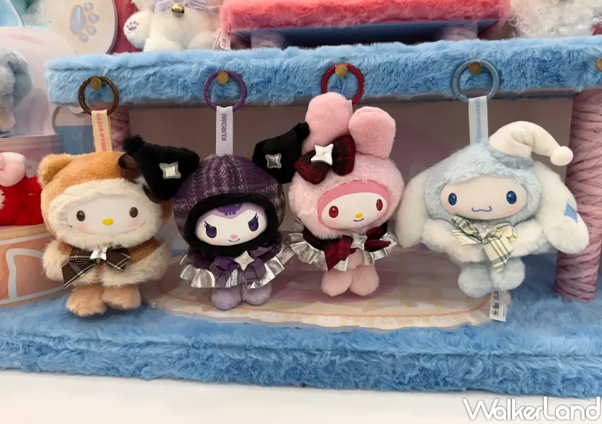 ▲北車三麗鷗快閃店必買周邊推薦！三麗鷗絨絨格調系列將Kitty、酷洛米、美樂蒂等換上毛茸茸小斗篷超可愛。(攝影：鄭亦庭)