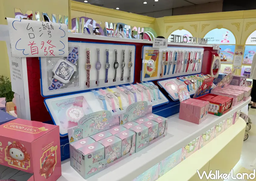 ▲北車三麗鷗快閃店周邊推薦！台灣首發的「Kitty 甜心豹錶」系列手錶。(攝影：鄭亦庭)