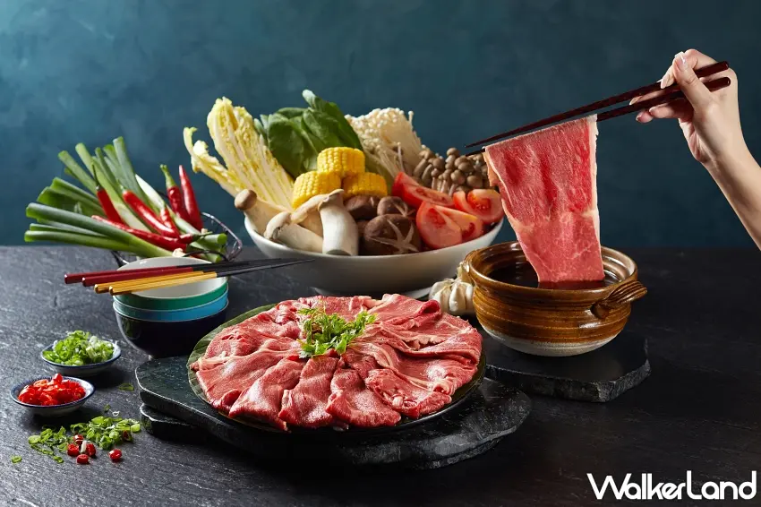 ▲以澳洲M9等級和牛呈現的「和牛壽喜燒」甘香馥郁,油脂甜潤卻不厚重。圖/50樓Café提供;窩客島編輯李維唐整理