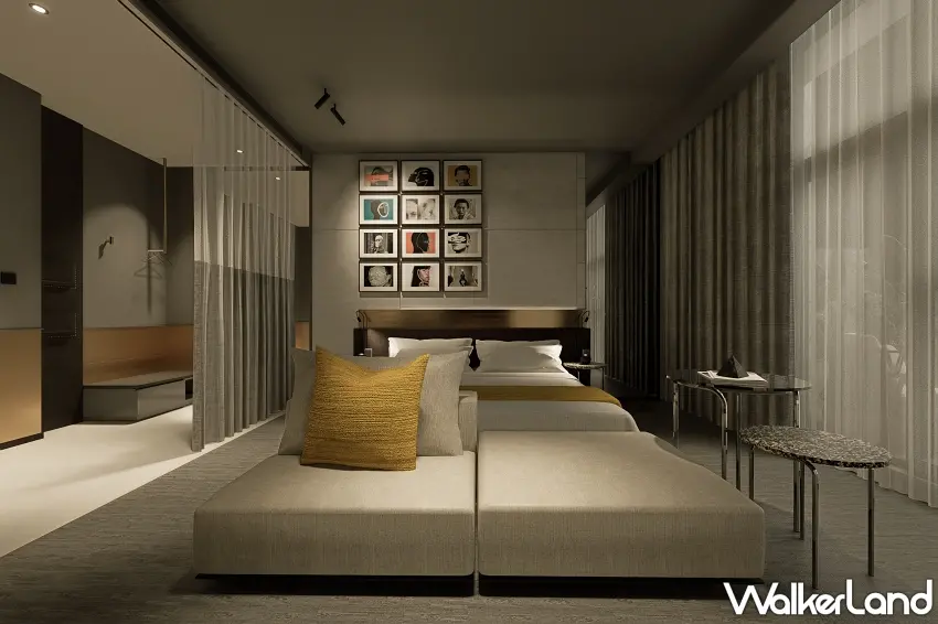 ▲房內配置多元功能區,精選藝術作品映照旅人放鬆心境。 圖/PORTRAIT鉑萃酒店提供;窩客島編輯李維唐整理