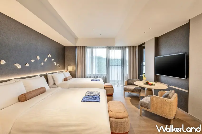 ▲北投晶泉丰旅推出「泉韻陽台家庭客房住宿券」每張7,999元，雙人入住含早或四人入住不含早靈活使用。圖／晶泉丰旅提供；窩客島編輯李維唐整理