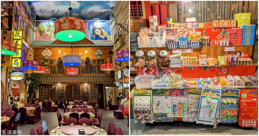 ▲「風城之月懷舊餐廳」打造滿滿復古場景，電影院、柑仔店等元素通通重現，懷舊氛圍超有感。