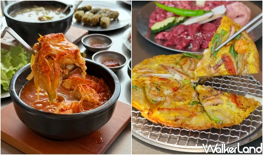 ▲尚屋Sangok除了頂級燒肉更有道地韓式料理，厚實酥脆的海鮮煎餅與濃郁泡菜鍋是台中韓式烤肉必點組合。(攝影：鄭雅之)