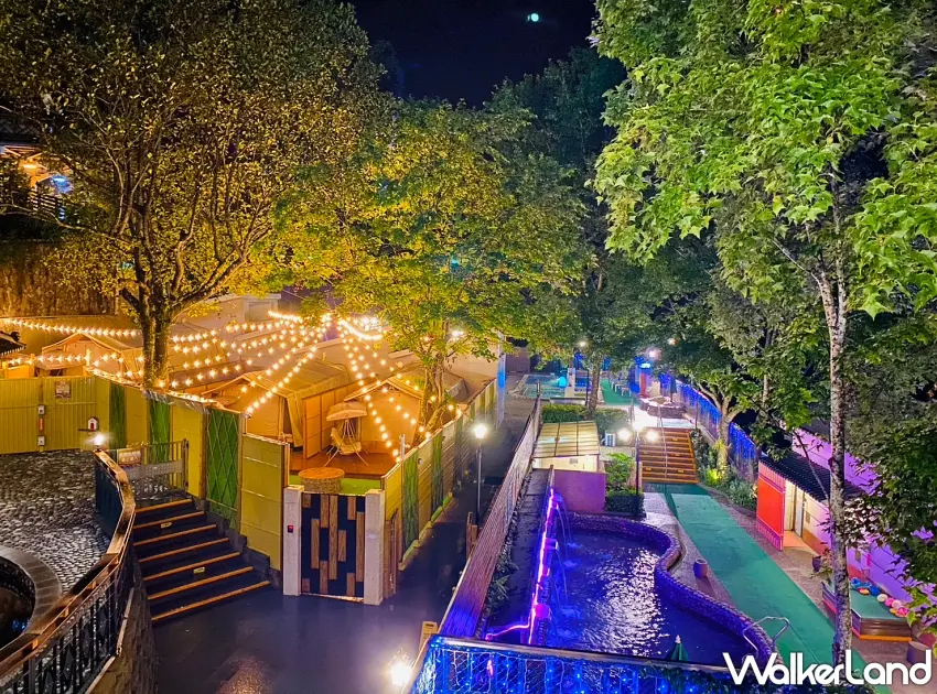 ▲統一谷關渡假村在靜謐的山林夜色中，以溫暖燈飾點綴出浪漫且療癒的度假氛圍。圖／統一渡假村提供；窩客島整理