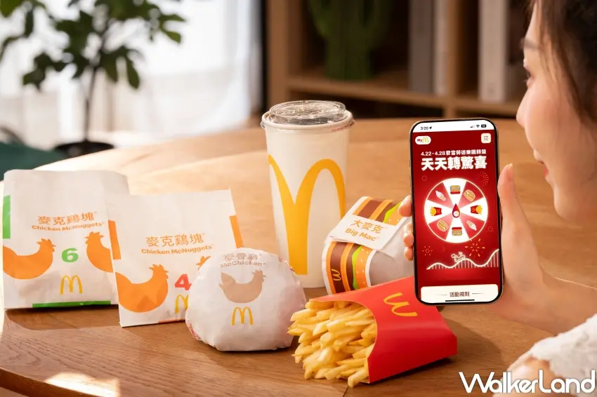 ▲麥當勞APP推出每日轉盤遊戲,粉絲可抽中多款人氣餐點優惠券,增加點餐互動與驚喜感。