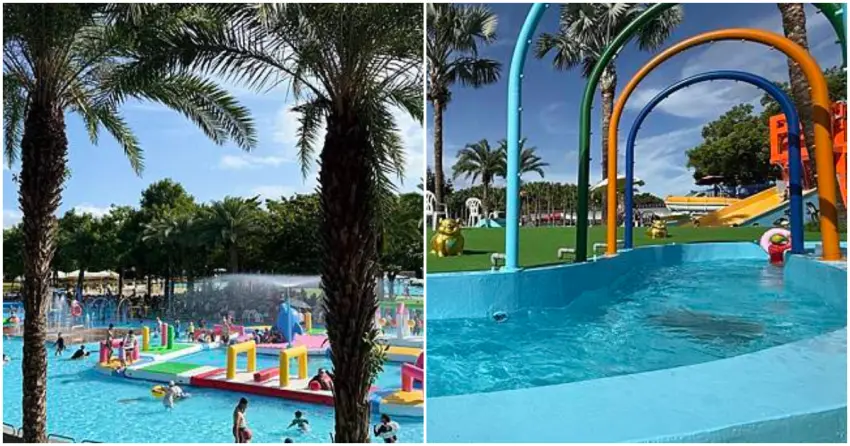 ▲「知卡宣綠森林親水公園」以多樣戲水設施聞名,水柱、滑水道與戲水池一應俱全,夏季超受歡迎的消暑景點。