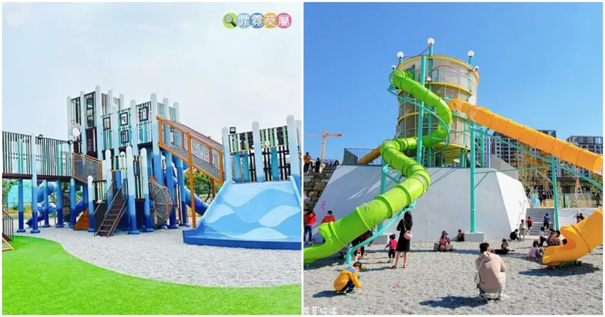 ▲「琉球共融公園」以海洋元素為靈感打造遊戲空間,設施豐富又具共融設計;而色彩繽紛的馬卡龍公園則以亮眼外觀吸睛,搭配長達11公尺的溜滑梯,刺激又好玩。