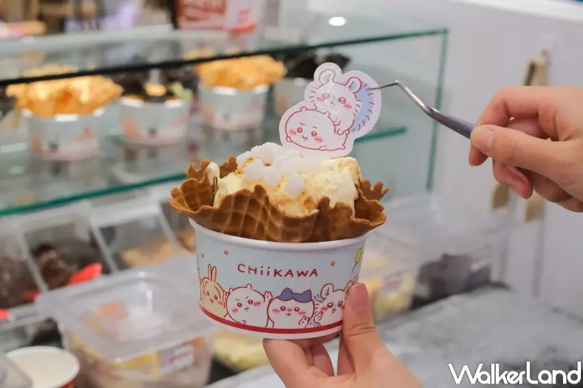 ▲COLD STONE吉伊卡哇聯名以角色設計結合冰品與包裝,並同步推出周邊與蛋糕系列,讓粉絲吃冰同時也能打卡收藏。(攝影:張人尹)