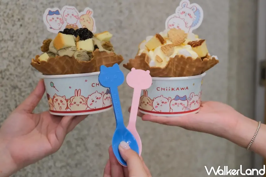 ▲COLD STONE吉伊卡哇聯名推出角色造型湯匙,兩款口味對應不同角色設計。(攝影:張人尹)