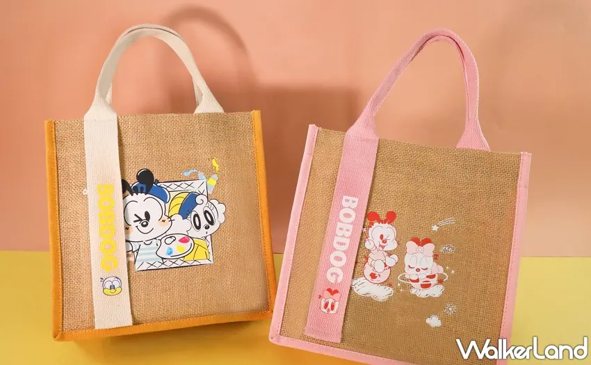 ▲巴布豆限量環保手提袋共有陽光黃與暖心粉兩款，為住房專案聯名贈品。圖／台中長榮桂冠酒店提供；窩客島編輯李維唐整理