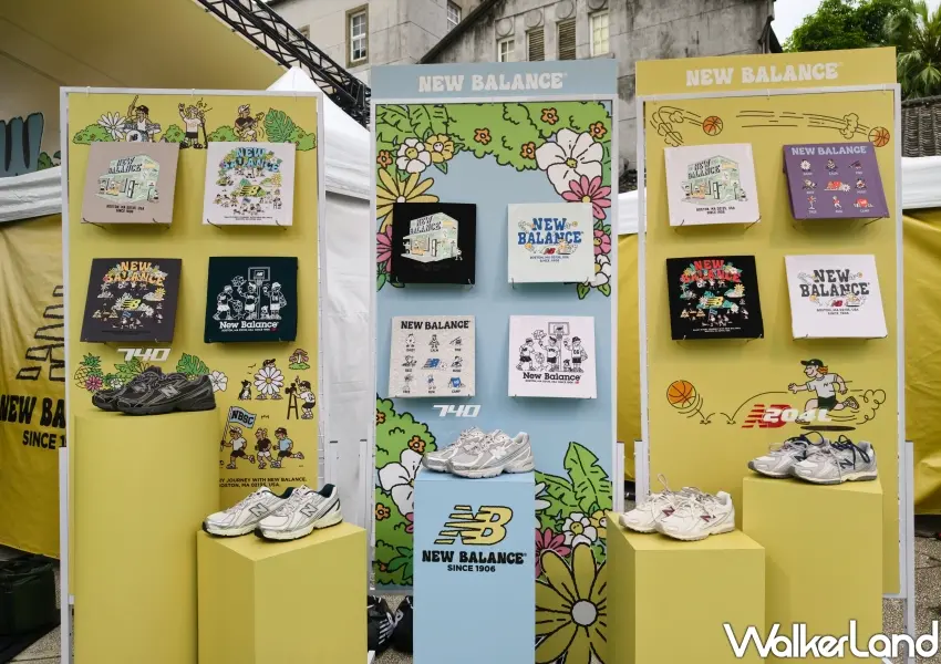 ▲多款NB BOY系列上衣與主打球鞋，繽紛插畫設計為春日穿搭增添更多生活風格與靈感。(攝影：鄭雅之)
