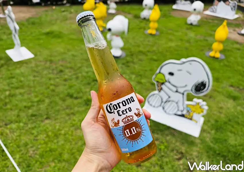 ▲現場完成IG打卡任務就送可樂娜零酒精飲品，在可愛的史努比圍繞下享受清爽愜意的春日午後。(攝影：鄭雅之)