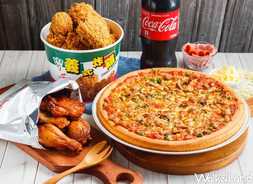 ▲三商餐飲雙品牌同步推出優惠，拿坡里披薩‧炸雞與三商炸雞主打199元組合，整合烤雞與雞翅選擇。