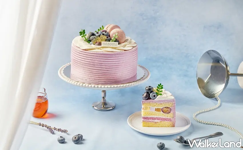 ▲柔和的光影映照在細緻的蛋糕紋理上，藍莓鮮奶油的酸甜與薰衣草的淡雅花香相互輝映，成就一場五感平衡的甜點盛宴。圖／NOZOMI BAKERY提供；窩客島編輯李維唐整理