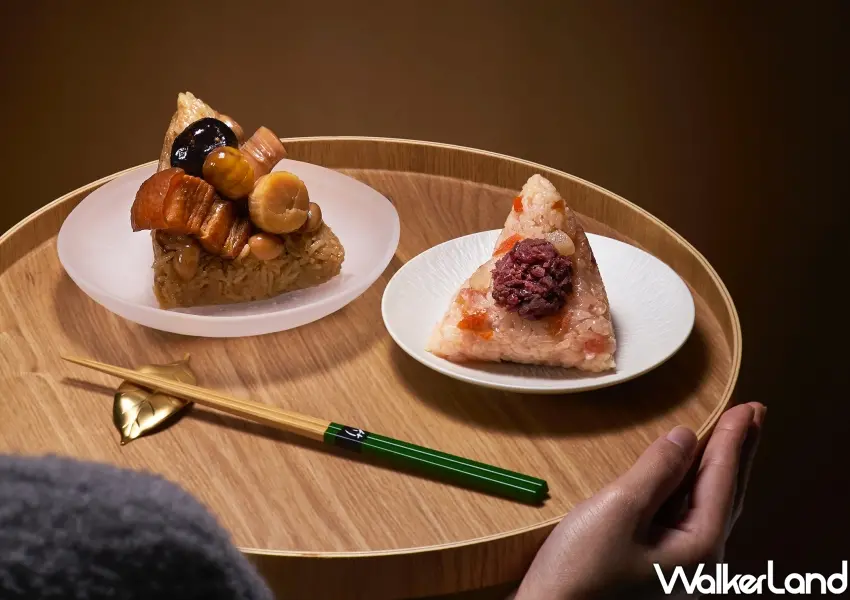 ▲欣葉端午粽禮盒包含招牌干貝滷肉粽與金桔紅豆粽，鹹甜雙重滋味滿足饕客味蕾。