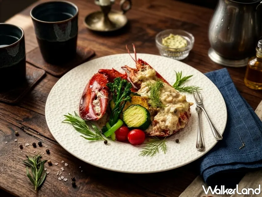 ▲福容福隆店4月30日前預訂田園西餐廳，加贈媽媽「奶焗蒔蘿蒸波士頓龍蝦」半隻。圖／福容福隆店提供；窩客島編輯李維唐整理