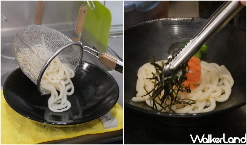 ▲日本直送讚岐烏龍麵條，經過精確計時起鍋，確保每碗「食悅」烏龍麵都能呈現最完美的Q彈咬勁與職人靈魂。(攝影：鄭雅之)