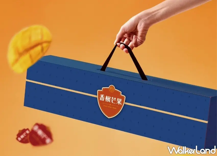 ▲台南玉井香檳芒果堅持樹上完熟與自然離枝採收，以高品質禮盒裝載盛夏鮮甜，推薦價1,600元 。圖／Breeze Super提供；窩客島整理