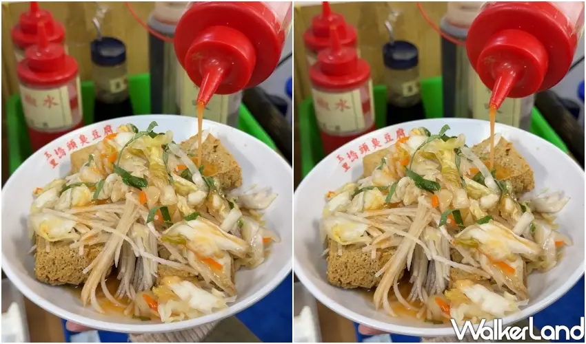 ▲饕客必加玉里橋頭臭豆腐特製辣醬。(攝影：鄭雅之)