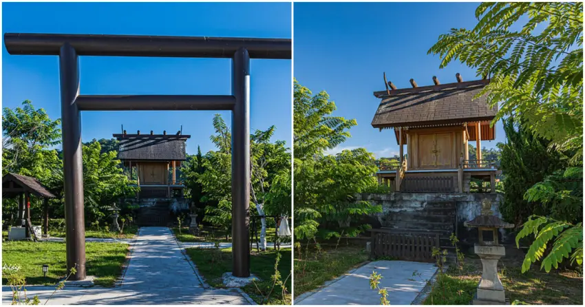 ▲「鹿野神社」的鳥居、木造建築交織出靜謐氛圍，相當適合租借自行車，在附近悠閒走逛。
