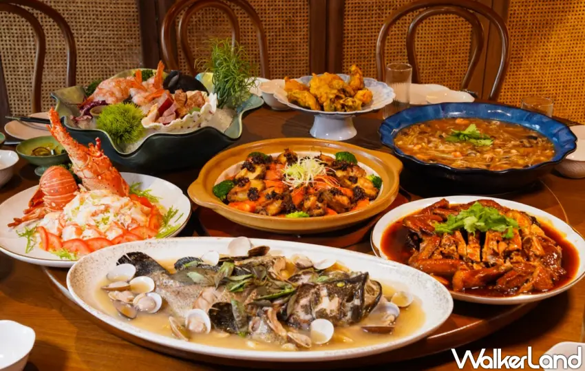 ▲「好事餐廳 」母親節套餐內容豐富，包括XO醬鮑魚海大蝦、紅蟳總匯米粉湯、古早味南靖封全雞等手路菜。（美食好芃友提供）