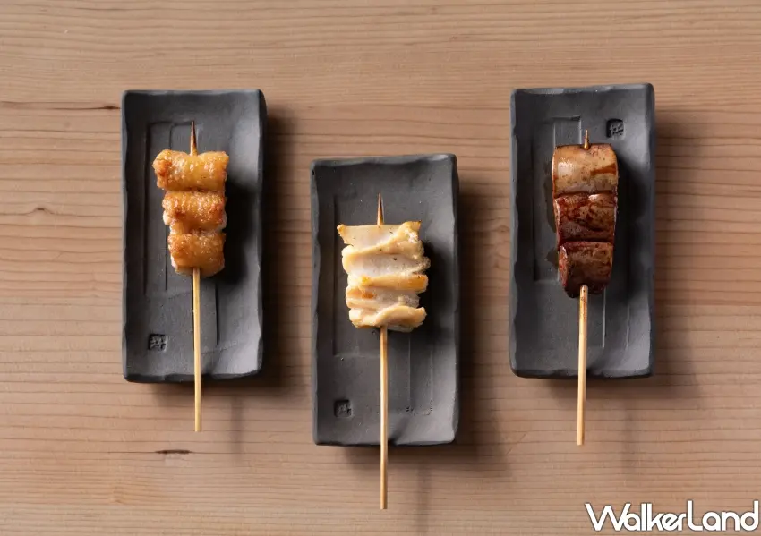 ▲三款必嚐的無菜單串燒佳餚，完美體現米其林一星血統的石井流控火術。