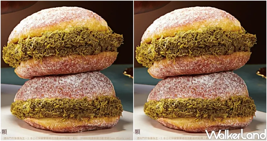 ▲生甜甜圈研究所推出杜拜巧克力生甜甜圈，85度C將開心果內餡與麵包絲融入呈現濃郁口感層次。