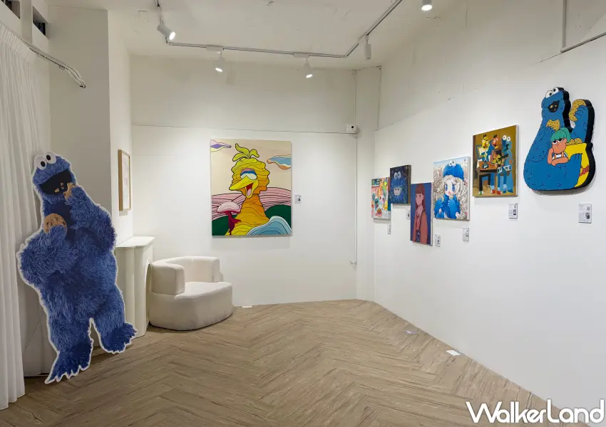 ▲台北芝麻街特展集結24位來自全球的當代藝術家，創作進行角色二創作品。(攝影：鄭亦庭)