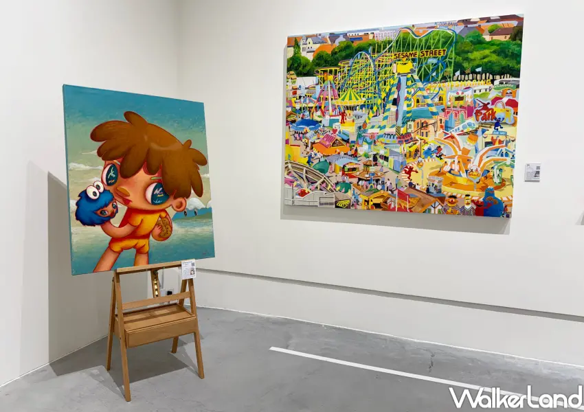 ▲台北芝麻街特展集結24位來自全球的當代藝術家，創作進行角色二創作品。(攝影：鄭亦庭)