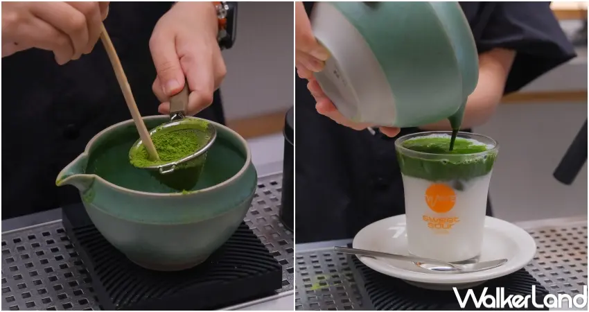 ▲Sweet & Sour Coffee Wave手刷抹茶歐蕾使用森半抹茶，帶出濃郁茶香與滑順口感。（攝影：張人尹）