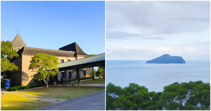 ▲「金車伯朗咖啡城堡一館」坐擁絕佳視野，能遠眺龜山島與遼闊海景，在城堡裡品飲下午茶超有儀式感。