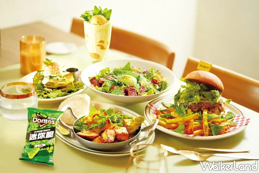 ▲樂子the Diner一口氣推出5款聯名新品，從漢堡、炒蛋到甜點奶昔，打造完整的香菜宇宙系列 。圖／瓦城泰統集團提供；窩客島整理