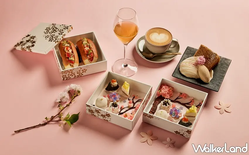 ▲「花見物語」春夏重箱下午茶以甜鹹點搭配季節康普茶與精選茶品，在城市之中重現花見野餐的悠然詩意。圖／The Ukai Taipei提供；窩客島編輯李維唐整理