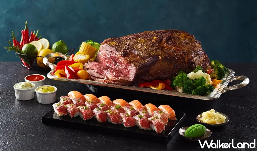 ▲母親節期間至「50樓Cafe」用餐，可享用以頂級美國極黑和牛與澳洲M9和牛入菜的「和牛吃到飽」主題料理 。 圖／Mega50餐飲及宴會提供；窩客島編輯李維唐整理