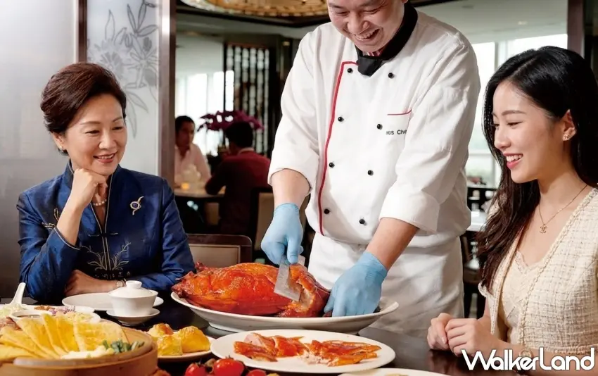 ▲粵亮廣式料理推出母親節桌席專案，5人桌菜13,800元起，並贈送精選香檳、一禮莊園母親節花束等專屬禮遇，為節慶聚餐提供更具儀式感的用餐選擇 。圖／台北六福萬怡酒店提供；窩客島編輯李維唐整理