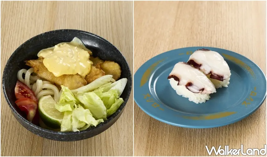 ▲大分名物塔塔醬雞肉天烏龍麵與鮮美水煮章魚，飽足感十足的日式佳餚。