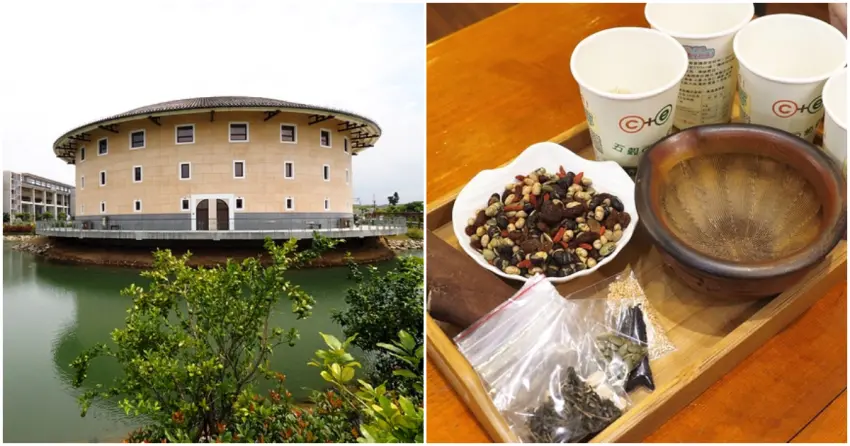 ▲「客家圓樓」不只外觀吸睛，館內還設有展示空間可深入認識客庄文化，記得體驗手作擂茶，感受更道地的客家風情。