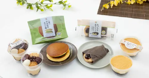 日本 7-11 推出和風摩登系列，當黑糖黃豆粉遇上提拉米蘇，混血系甜點華麗登場。