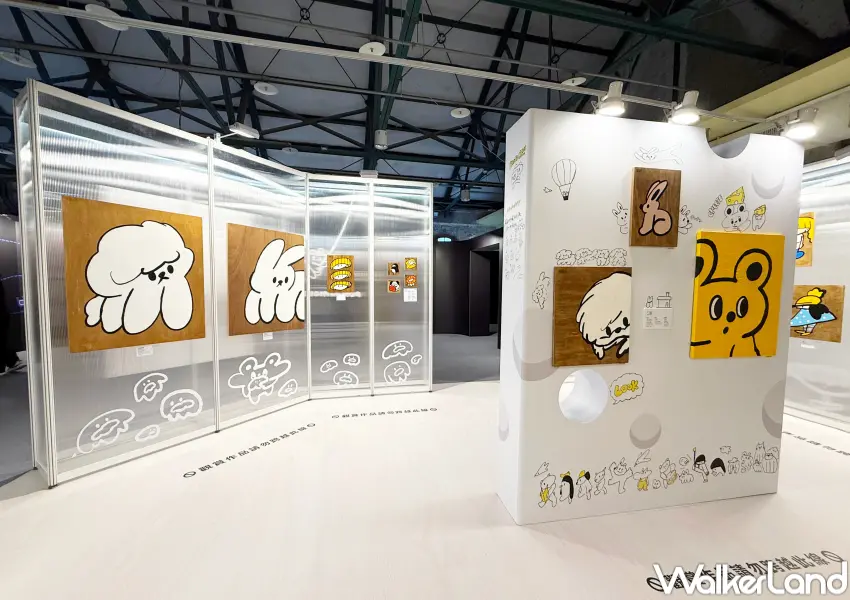 ▲華山展覽必逛《城市失物招領所》二樓設置小鼠 Pow起司打卡牆，藝術家Daffy親手塗鴉牆必拍。(攝影：鄭亦庭)