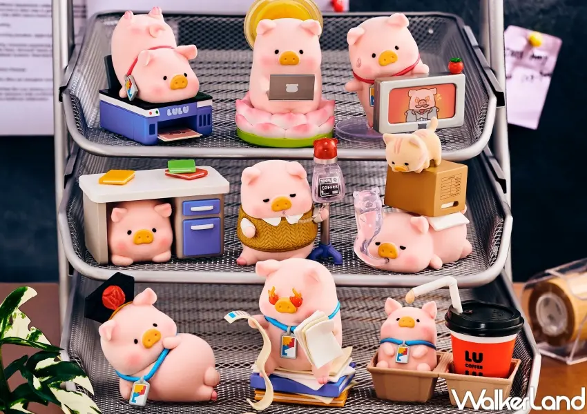 ▲罐頭豬LuLu推出上班豬事多系列盲盒，以11款設計呈現不同職場情境供粉絲收藏。
